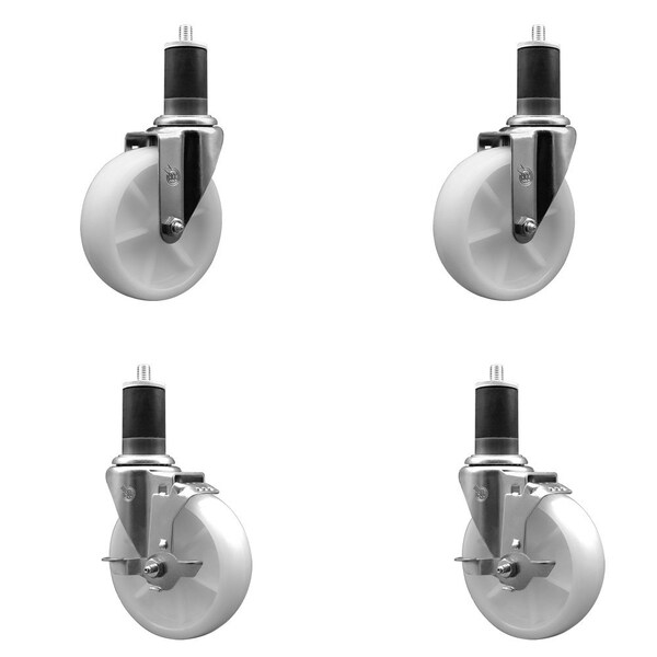 Service Caster 5'' Nylon Wheel Swivel 1-5/8'' Expanding Stem Caster Set 2 Brakes, 4PK SCC-EX20S514-NYS-2-TLB-2-158 - main